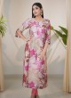 Dusty Rose Pink Printed Kurti For Women